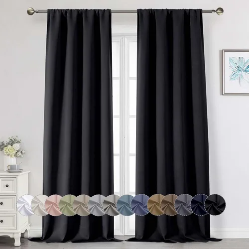 Miniatura 138 de Cortinas opacas para dormitorio, sala de estar, juego de 2 paneles de 54 pulgadas de largo, cortinas de oscurecimiento de habitación con aislamiento