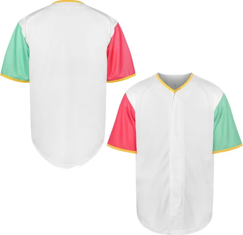 MESOSPERO Jersey en blanco liso hipster hip hop para hombres con botones de béisbol camisa de manga corta