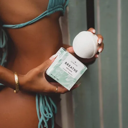 Miniatura 8 de LA SALT CO Breathe - Bomba de baño, 8 onzas, grande, hecha a mano con ingredientes naturales, sal del Himalaya rica en minerales, libre de crueldad