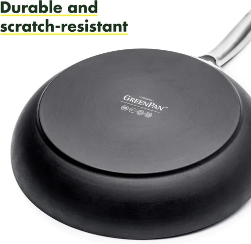 Miniatura 4 de GreenPan Paris Pro - Juego de ollas y sartenes antiadherentes de cerámica anodizada dura, 11 piezas, color gris y Paris Pro anodizado duro, sartén