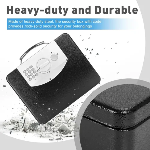 Miniatura 6 de KYODOLED Caja de seguridad con cerradura de teclado digital, caja de seguridad con código para artículos personales, caja de seguridad de metal