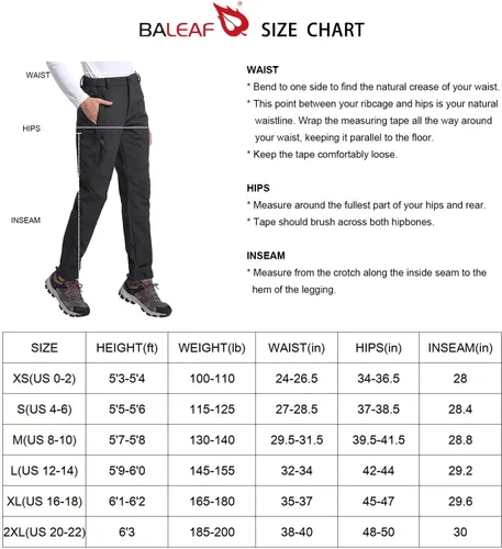 Miniatura 2 de BALEAF Women's Hiking Fleece-Lined Ski Pants Windproof Water-Resistant Outdoor Insulated Soft Shell