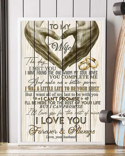 Miniatura 3 de Póster en lienzo con texto en inglés «To My Wife», «To My Wife», «Love Your Husband I Was A Little Late to Be Your First But I Want All of My Last