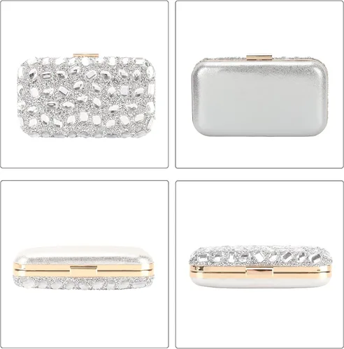 Miniatura 4 de Bolso de noche con lentejuelas brillantes y diamantes de imitación para mujer, bolso de hombro para boda, fiesta, baile de graduación