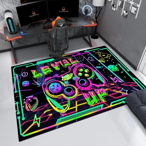 Miniatura 2 de Alfombras de área de juegos para niños, alfombras geniales para jugadores, adolescentes, alfombras grandes de videojuegos para dormitorio, consola