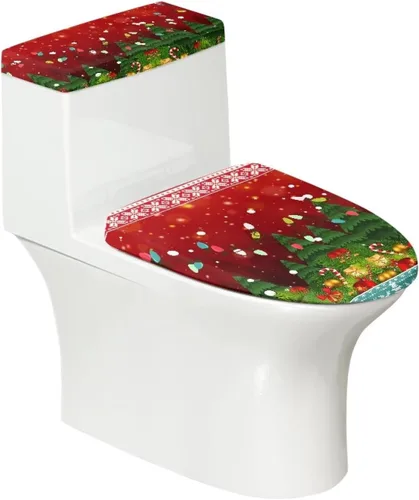 Miniatura 38 de Flashideas Juego de cubierta para tanque y tapa de inodoro con estampados de patas de perro coloridas - Elástico, se adapta a la mayoría de tanques
