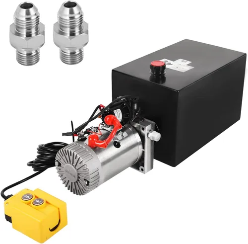 Unidad de potencia hidráulica de 15 cuartos de galón, bomba de remolque de depósito de metal de efecto único de 12 V con control remoto para