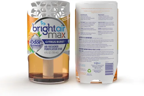 Miniatura 2 de Bright Air Ambientador eliminador de olores máximo de 4 onzas, para espacios de tamaño mediano, aroma cítrico explosivo, caja de 6, dura hasta 60