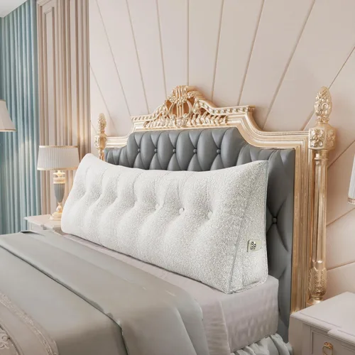 Miniatura 18 de Almohada de cabecera gruesa totalmente rellena individual XL, cabecero acolchado de dormitorio, soporte suave y firme, cojín grande triangular, Azul