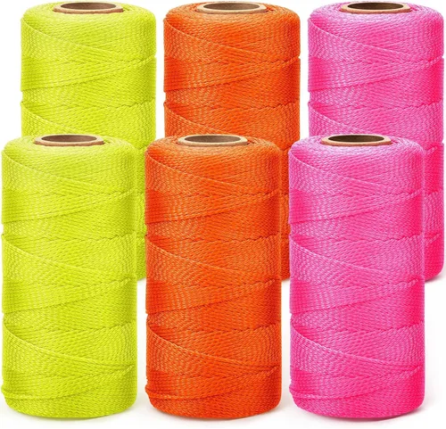 Amylove Línea de cuerda de 6 rollos de nailon trenzado #18, cuerda de construcción trenzada de nailon de 500 pies, cuerda resistente para exteriores