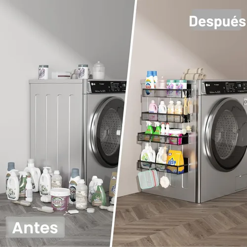 Miniatura 6 de Aufworld Estante magnético para especias para refrigerador, paquete de 4 estantes magnéticos, organizador magnético para refrigerador con 8 ganchos