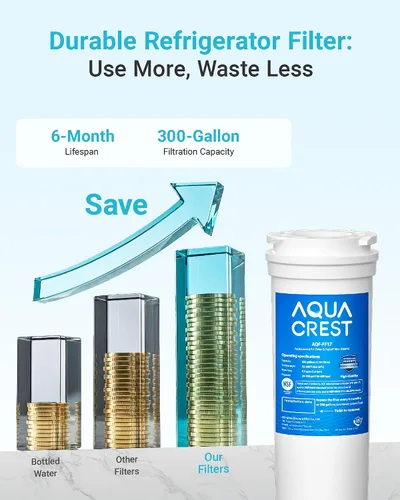 Miniatura 8 de AQUACREST 836848 Filtro de agua para refrigerador, repuesto para Fisher & Paykel 836848, 862285, 862284, paquete de 3