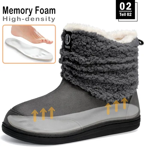 Miniatura 3 de JEBUKTXE Botas de invierno para hombre y mujer, botas de invierno para interiores y exteriores, pantuflas de felpa con espuma viscoelástica
