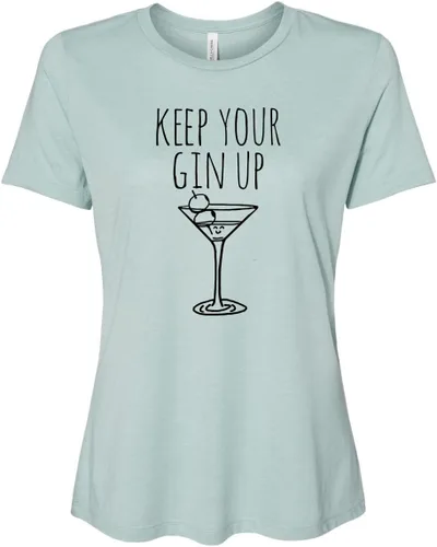 Miniatura 10 de Cute Women's Screen Printed Crew Neck Tee, Shirts With Sayings, Dusty Blue or Olive