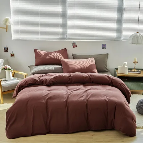 Miniatura 36 de Juego de edredón morado, tamaño matrimonial, color malva sólido, suave, moderno, color oscuro, transpirable, para mujeres y hombres, edredón lavanda