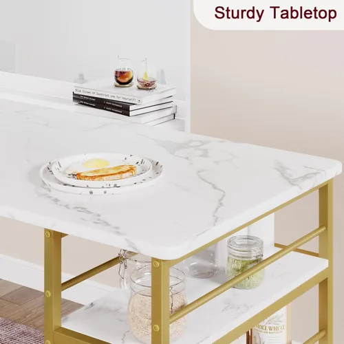 Miniatura 6 de CABIHOME Juego de mesa de comedor para 2, mesa de cocina y sillas tapizadas de terciopelo para 2, juego de mesa de bar de altura de mostrador de 3