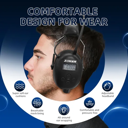 Miniatura 5 de ZOHAN AM/FM Radio Headphone with Digital Display,Ear Protection Noise Reduction Earmuffs,Comfortable Hearing Protector
