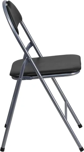 Miniatura 7 de Flash Furniture Hercules Series - Sillas plegables de metal con asa de transporte, silla acolchada tapizada de vinilo, juego de 4, color negro