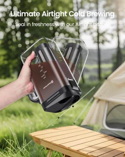 Miniatura 7 de Maestri House Cafetera Compacta para Café de Infusión Fría, Jarra de Tritan Ahorradora de Espacio de 40oz para Té Helado y Café, Filtro de 350