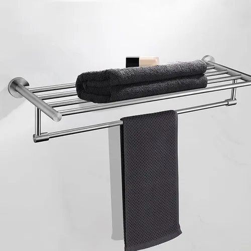 Miniatura 2 de Toalleros cepillados para baño, toallero montado en la pared con barras de torre, estante de baño de acero inoxidable, soporte de toalla de mano