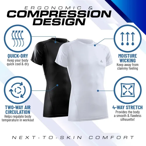 Miniatura 3 de Mens Compression Shirt Short Sleeve Dry-fit Athletic Base-Layer T-Shirt - 2 Pack