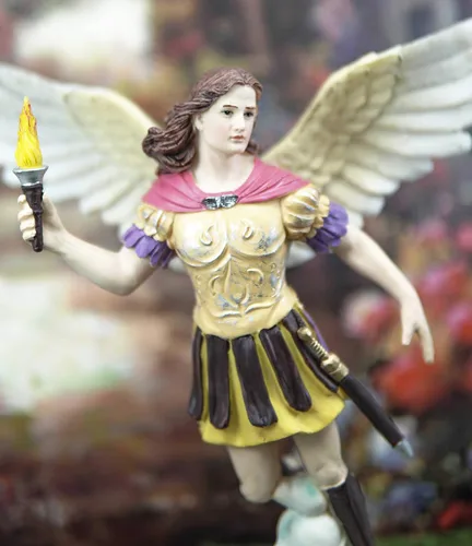 Miniatura 6 de Ebros Iglesia Católica Ortodoxa Ortodoxa Oriental Bizantina Arcángel del Consejo Angélico San Uriel sosteniendo la antorcha Estatua de fuego de Dios