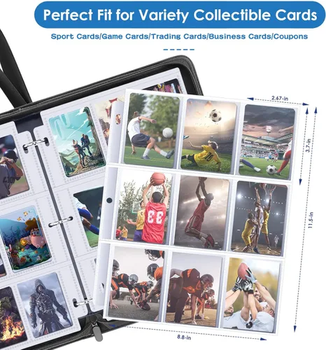 Miniatura 5 de Carpeta de tarjetas de 900 bolsillos, 9 bolsillos para tarjetas de intercambio duradero, protectores de tarjetas de béisbol para MTC, TCG, tarjetas