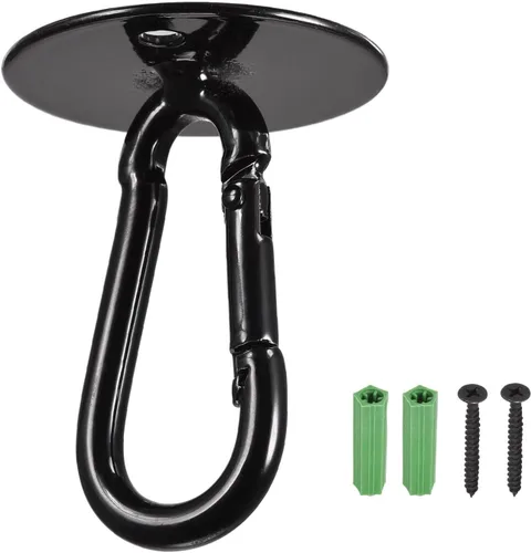 YOKIVE 3 ganchos para colgar en el techo, gancho a presión con placa redonda para colgar plantas, ideal para oficina, hogar, uso diario (negro, 1.6