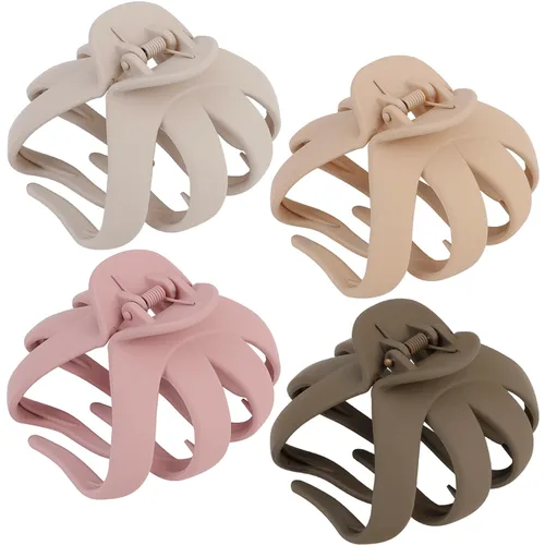 Miniatura 8 de COCIDE 4 pinzas para el cabello para mujer, clip de pulpo grande de acrílico, antideslizante, garra de araña grande para niñas, agarre fuerte, clip