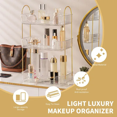 Miniatura 4 de YCIA&DONE Organizador de Baño para Encimera, Almacenamiento de Maquillaje, Estante de Bandeja para Cosméticos para Cuidado de la Piel, Soporte