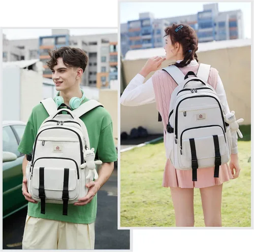 Miniatura 2 de Hidds Mochila universitaria para laptop de 15.6 pulgadas para hombres y mujeres, bolsa de libros para escuela primaria y secundaria para Beige