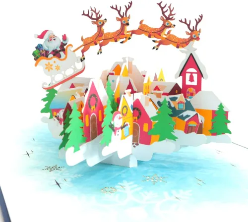 Miniatura 6 de CUTE POPUP Tarjetas de Navidad desplegables de Happy Train Tarjeta de Navidad religiosa 3D Tarjeta de Navidad emergente, tamaño mejorado de 6 x