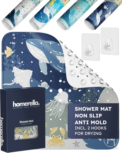 Miniatura 9 de homerella Tapete de ducha antideslizante antideslizante para cabina de ducha interior, tapete de ducha antideslizante cuadrado de 21 x 21 pulgadas