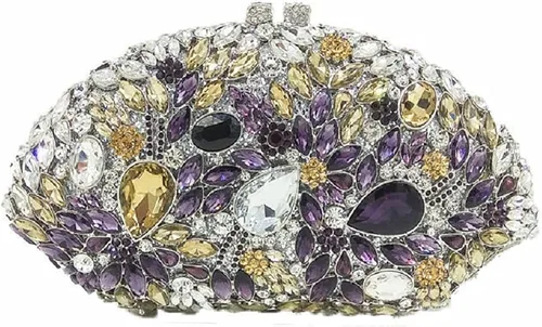 Bolsos de noche de flores y embragues para mujer bolsos formales de fiesta con diamantes de imitación bolso de mano de cristal para boda