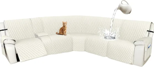 Miniatura 44 de Arfntevss Fundas de sofá modular reclinable, 100% impermeable, en forma de L, para sillón reclinable en forma de L, funda seccional lavable