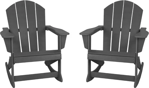 Miniatura 68 de WestinTrends Silla mecedora Malibu de poliéster para exterior/patio Adirondack, Negra