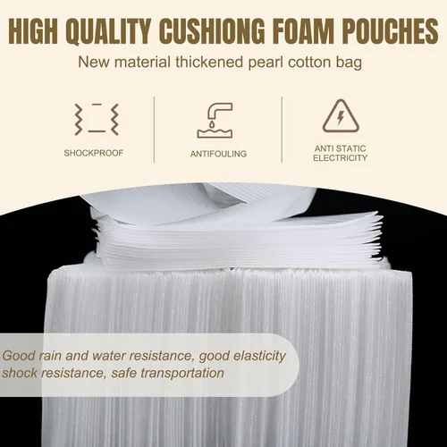 Miniatura 4 de Bolsas de espuma acolchada de 8'' x 10'', 50 piezas de suministros de amortiguación para mudanzas, bolsas de espuma que protegen artículos frágiles