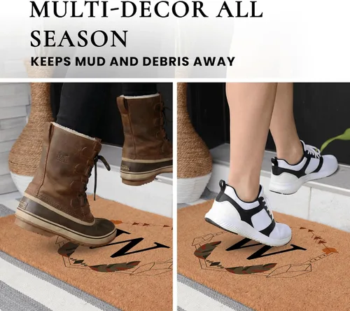 Miniatura 3 de COCO MATS 'N MORE Tapete personalizado de fibra de coco para puerta delantera, tapete de bienvenida con monograma para entrada al hogar, tapete