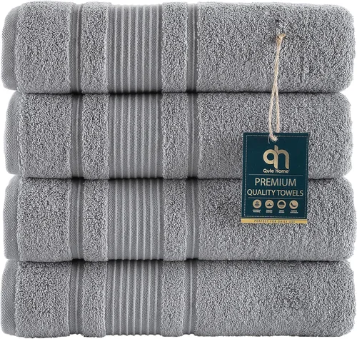 Miniatura 47 de Juego de 4 toallas de baño, 100% algodón turco prémium, toallas turcas de alta calidad para baño, de secado rápido, suaves y absorbentes, incluye 4
