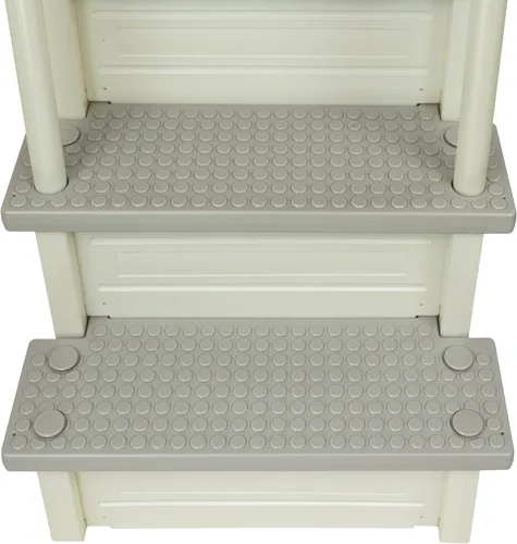 Miniatura 5 de Aqua Select Everest en escalones de piscina Blanco perla con peldaños gris nube para piscinas sobre el suelo Montaje en cubiertas de 48 a 54
