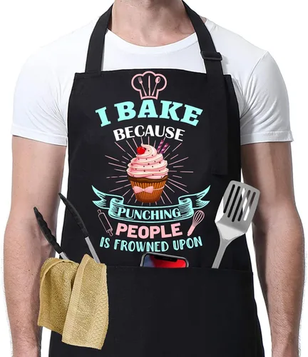 Delantal de hornear para mujeres I Baking Because People Is Frowned, regalos para hombres, mujeres, familiares y amigos