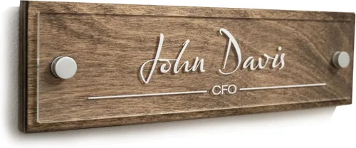 Placa de identificación para pared o puerta, letrero de nombre para oficina (madera espresso)