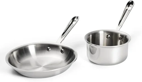 Miniatura 10 de All-Clad D3 - Juego de sartenes de acero inoxidable de 3 capas, 10,12 pulgadas, seguro para inducción, horno y asador hasta 600°F, sartenes