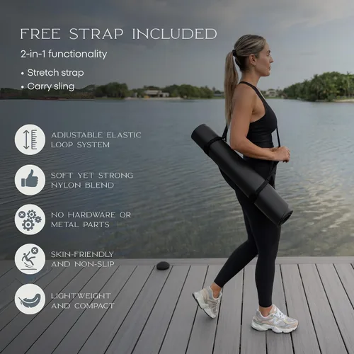 Miniatura 6 de FFLLOOWW BODY & SOUL Tapete de yoga antideslizante de alta calidad para entrenamiento en casa, gimnasio en casa, yoga y pilates, incluye correa
