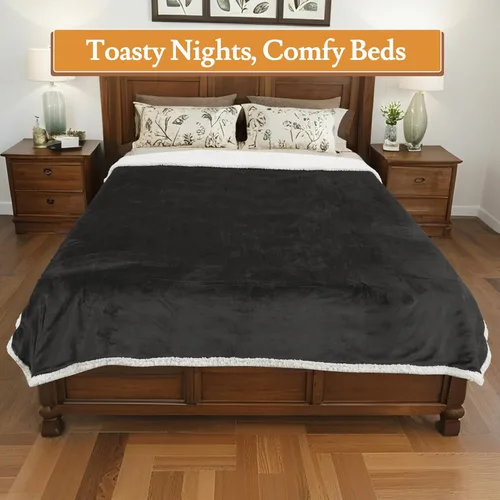 Miniatura 2 de Manta Eléctrica Térmica de Franela y Sherpa 50"x60" Tamaño Throw - 4 Niveles de Calor, Apagado Automático 10H, Calentamiento Rápido, Acogedora