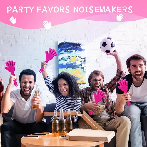 Miniatura 4 de 24 Piezas Aplaudidores de Mano Rosa Intenso de 7.5 Pulgadas Aplaudidores Generadores de Ruido Regalos de Fiesta Aplaudidor de Plástico para Eventos