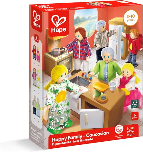 Miniatura 6 de Hape Juego familiar de muñecas caucasianas para casa de muñecas para niños
