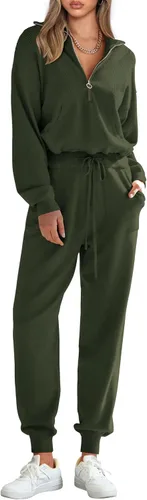 Miniatura 64 de PRETTYGARDEN Conjunto de suéter de 2 piezas para mujer, sudadera con cremallera, pantalones deportivos, ropa casual