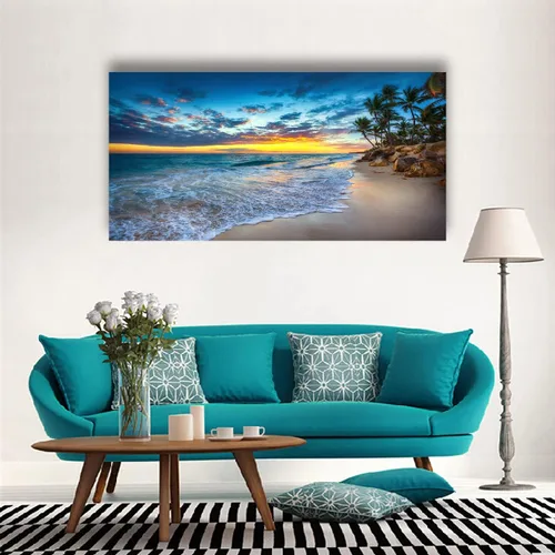 Miniatura 7 de Cuadros en Lienzo de Puesta de Sol en la Playa Arte de Pared para Sala de Estar Dormitorio Decoración de Pared, Impresiones de Arte de Pared