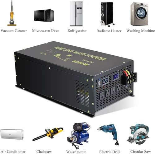 Miniatura 5 de WZRELB Inversor de energía solar de onda sinusoidal pura de 8000W 48V AC a 120V DC - RV, camping, sistema solar